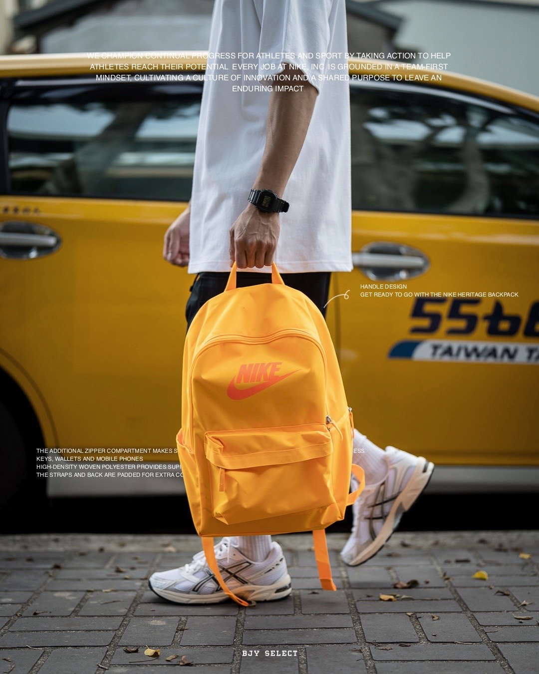 #預購 NIKE 寬背帶 印花大LOGO 筆電包 後背包 DC4244-845 橘黃