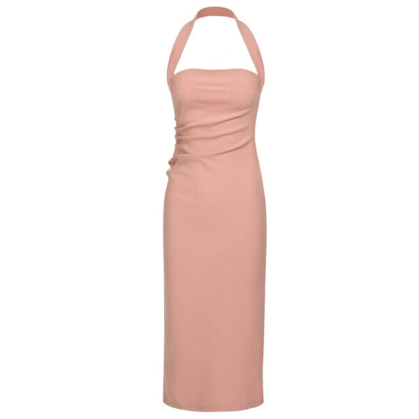 Hot selling bateau neck halterneck tube top dress (orange pink) (S-L size) (contact customer service after placing the order to confirm the delivery size)