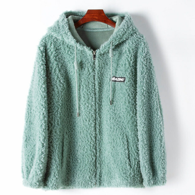 Hot Selling Hooded Grain Wool Jacket (M Size) (Green)
