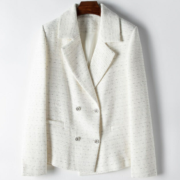 Hot selling wool blend blazer (size S-L) (off-white) (contact customer service after placing order to confirm delivery size)