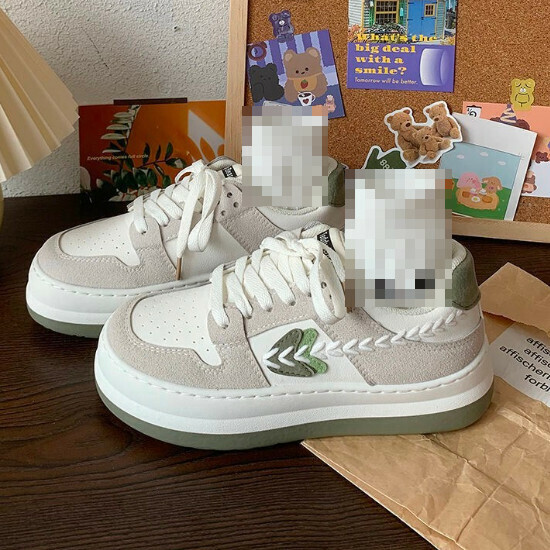 熱賣百搭厚底休閒板鞋【綠色】【35-40碼】（下單後請聯絡客服確認發貨尺碼）
