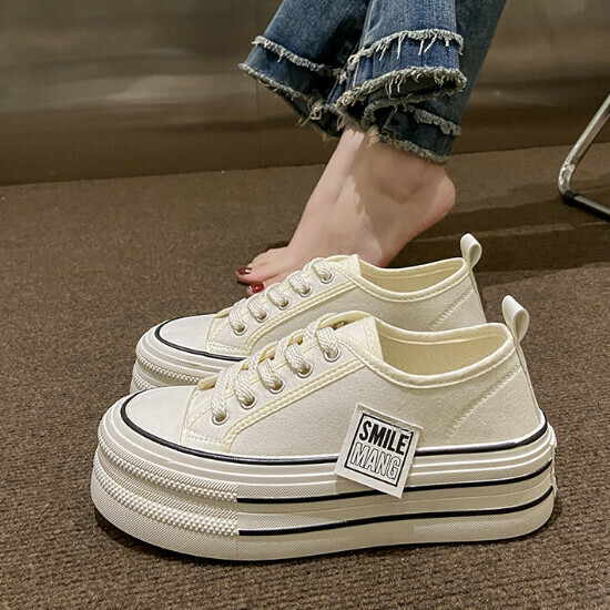 熱賣厚底帆布鞋【白色】【35-40碼】（下單後請聯絡客服確認發貨尺碼）