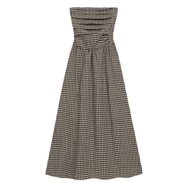 Hot selling tube top plaid dress (plaid) (S-L size) (contact customer service after placing the order to confirm the delivery size)