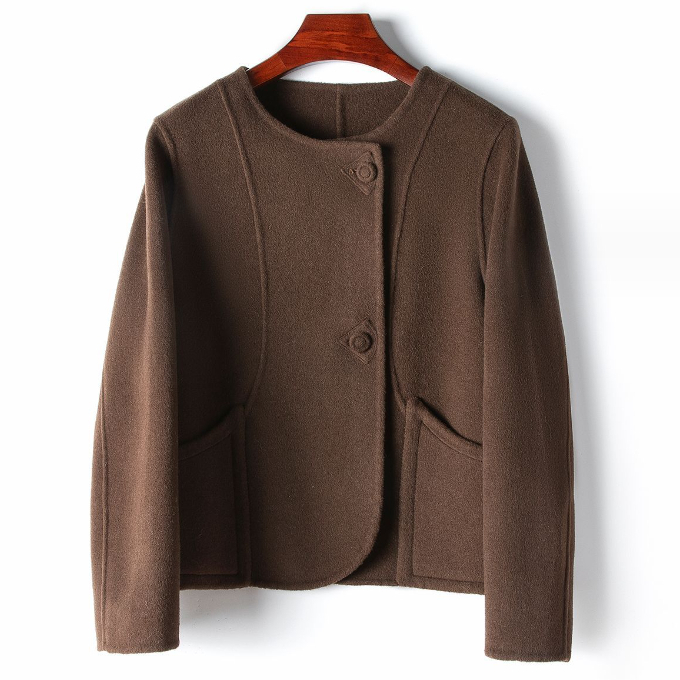 Hot selling fine wool double-sided woolen jacket (S/M size) (brown) (contact customer service after placing the order to confirm the delivery size)