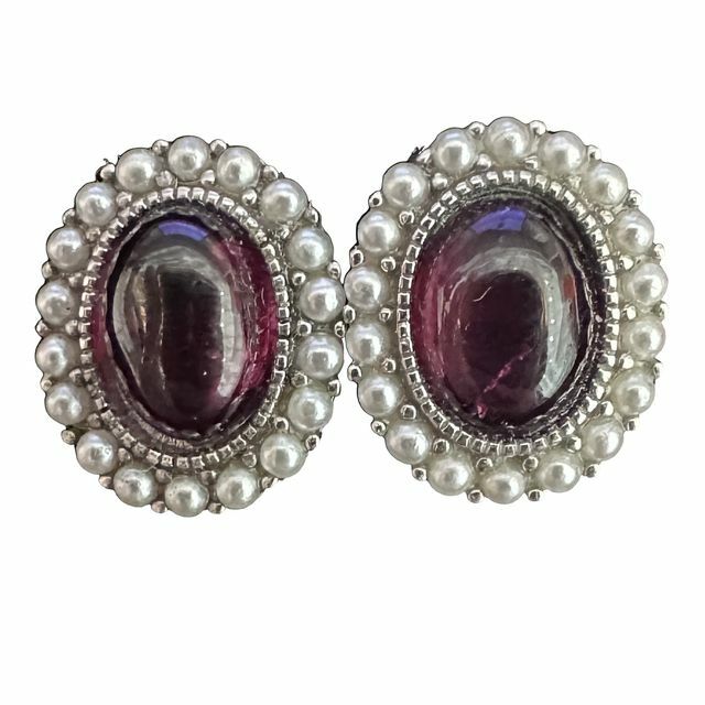 T155玫瑰石榴石珍珠耳環