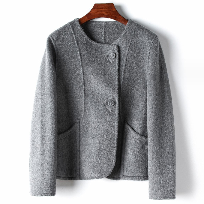 Hot selling fine wool double-sided woolen jacket (S/M size) (grey) (contact customer service after placing the order to confirm the delivery size)