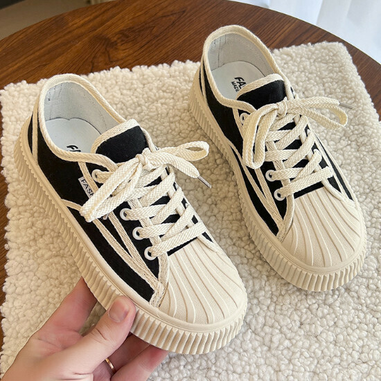 熱賣貝殼頭帆布鞋【黑色】【35-40碼】（下單後請聯絡客服確認發貨尺碼）