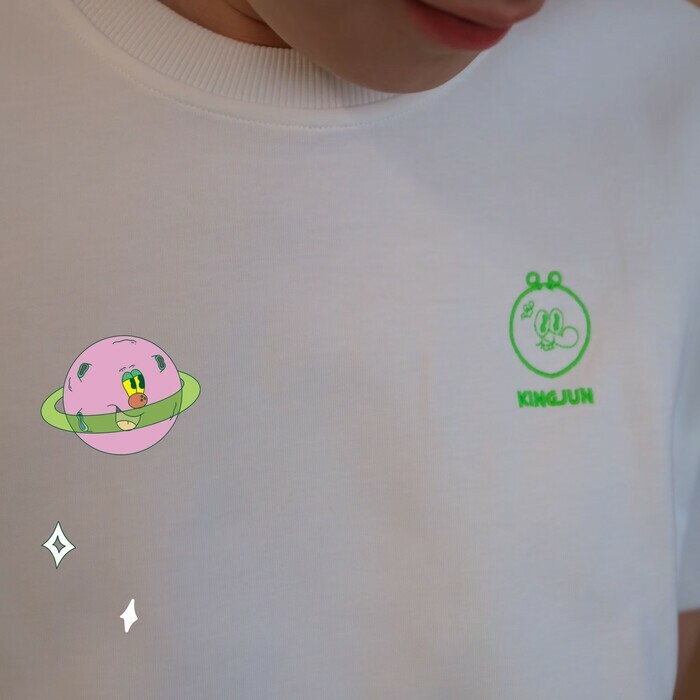 Kingjun｜Tee｜刺繡款｜BT｜白色