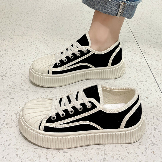 熱賣貝殼頭帆布鞋【黑色】【35-40碼】（下單後請聯絡客服確認發貨尺碼）