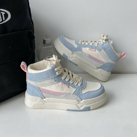 Hot selling high-top casual sneakers [blue] [size 35-40] (please contact customer service to confirm the delivery size after placing the order)
