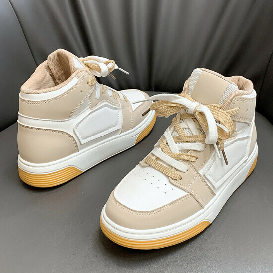 Hot selling high-top sports and casual sneakers [khaki] [size 35-40] (please contact customer service to confirm the delivery size after placing the order)