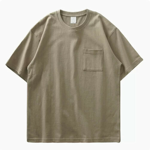 Loose Crew Neck Short Sleeve T-Shirt (S-XXXL Khaki) (Contact customer service to confirm shipping size after placing an order)