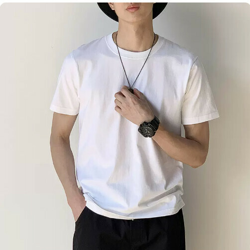 Loose Crew Neck Short Sleeve T-Shirt (XS-XXL White) (Contact customer service to confirm shipping size after placing an order)