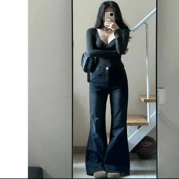 Hot Selling Flared Pants [Black Gray] Sizes [S-XL] [Please contact customer service to confirm the delivery size after placing the order]