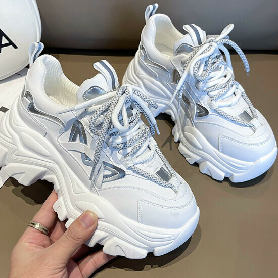 Hot selling height increasing dad sneakers [white] [size 35-40] (please contact customer service to confirm the delivery size after placing the order)