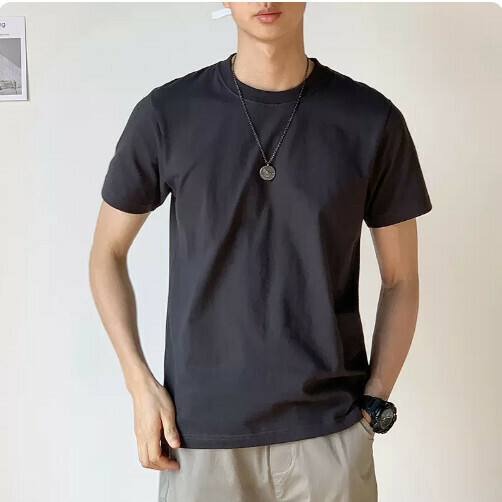 Loose Crew Neck Short Sleeve T-Shirt (XS-XXL Black) (Contact customer service to confirm shipping size after placing an order)