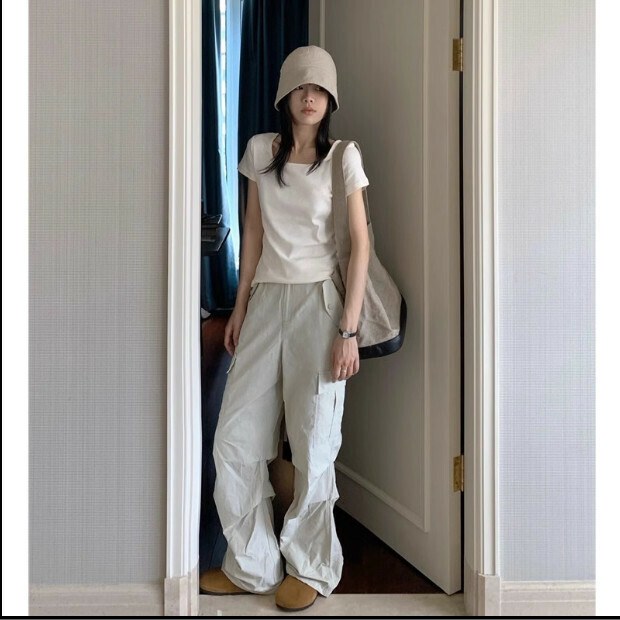 Hot selling casual wide-leg pants [khaki] sizes [S-XL] [please contact customer service to confirm the delivery size after placing the order]