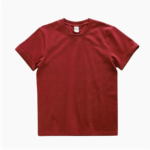 Loose Crew Neck Short Sleeve T-Shirt (XS-XXL Burgundy) (Contact customer service to confirm shipping size after placing an order)