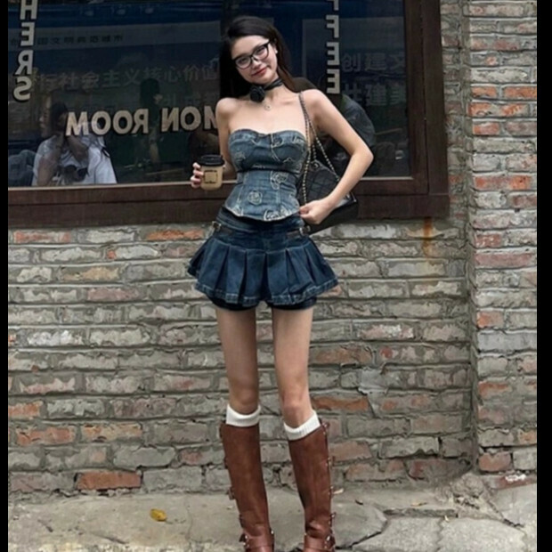 Hot Selling Denim Tube Top [Rose Tube Top] Sizes [S-XL] [Please contact customer service to confirm the delivery size after placing the order]