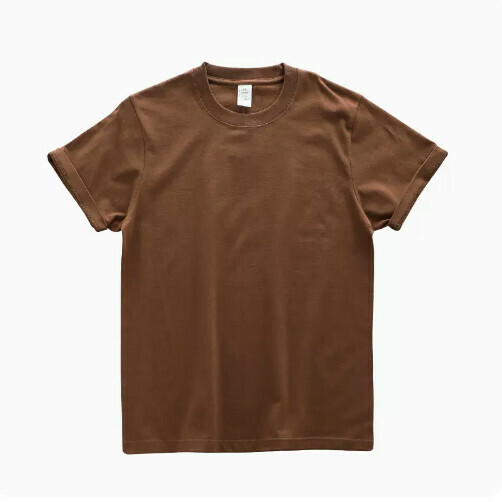 Loose Crew Neck Short Sleeve T-Shirt (XS-XXL Brown) (Contact customer service to confirm shipping size after placing an order)