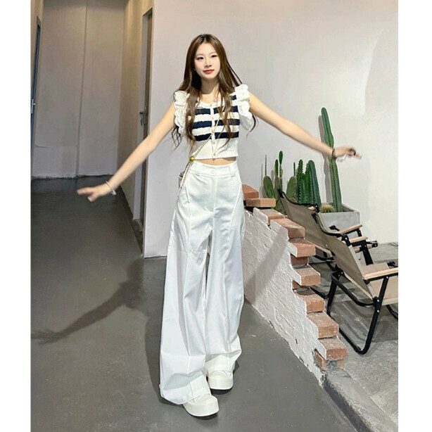 Hot selling casual floor mopping trousers [white] sizes [S to XL] [please contact customer service to confirm the delivery size after placing the order]