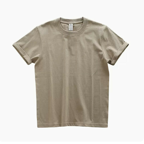 Loose Crew Neck Short Sleeve T-Shirt (XS-XXL Khaki) (Contact customer service to confirm shipping size after placing an order)