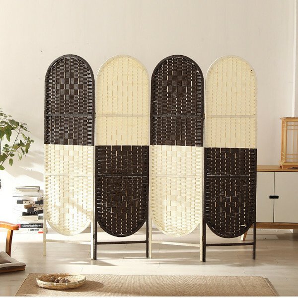 Popular wood furniture (4 pieces in total) Office screen, entrance partition, living room screen [dark brown + milky white] 4 pieces in total 170x40cmx4 pieces