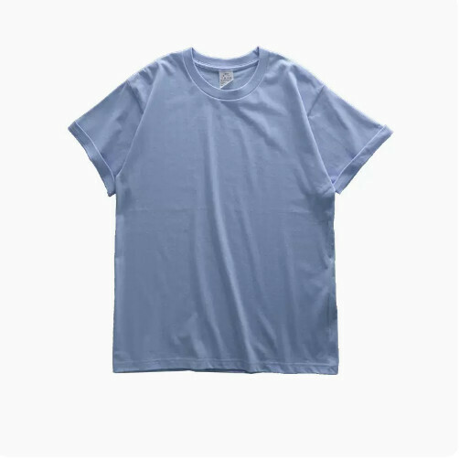 Loose Crew Neck Short Sleeve T-Shirt (XS-XXL Light Blue) (Contact customer service to confirm shipping size after placing an order)