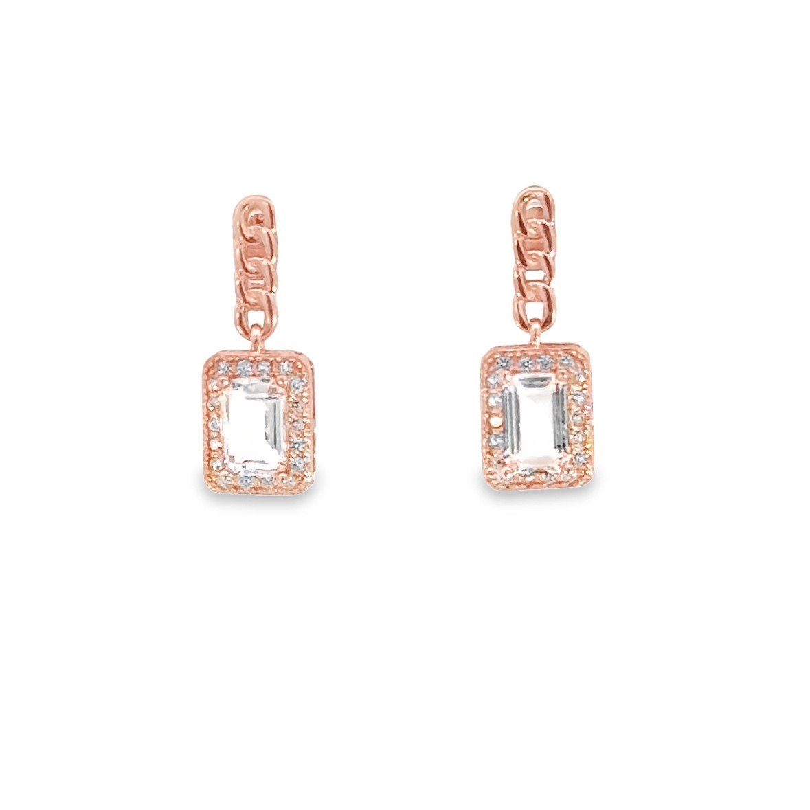 T181白水晶玫瑰金耳環