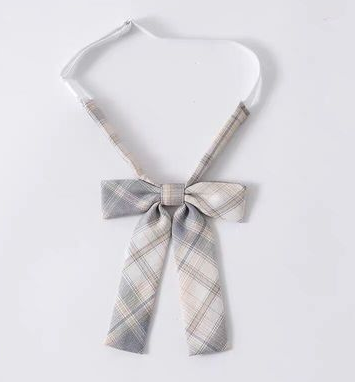 Japanese checked clothes accessories ribbon collar flower (lemon i sea salt) (one size)