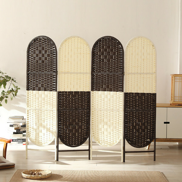 Popular wood furniture (4 pieces in total) Office screen, entrance partition, living room screen [Dark Brown + Milky White] 4 pieces in total, 180x50cmx4 pieces