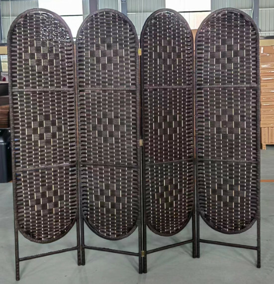 Popular wood furniture (4 pieces in total) Office screen, entrance partition, living room screen [dark brown], 4 pieces in total, 180x50cmx4 pieces