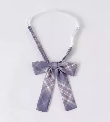 Japanese checked clothes accessories with ribbon collar flower (purple I smoke) (one size)