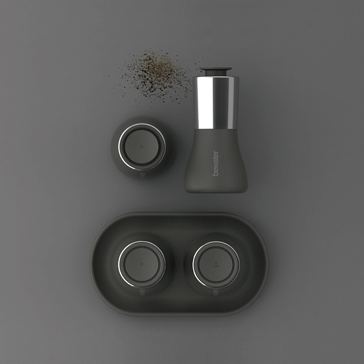 Bewater 自動吸力開關鹽、胡椒瓶-灰色