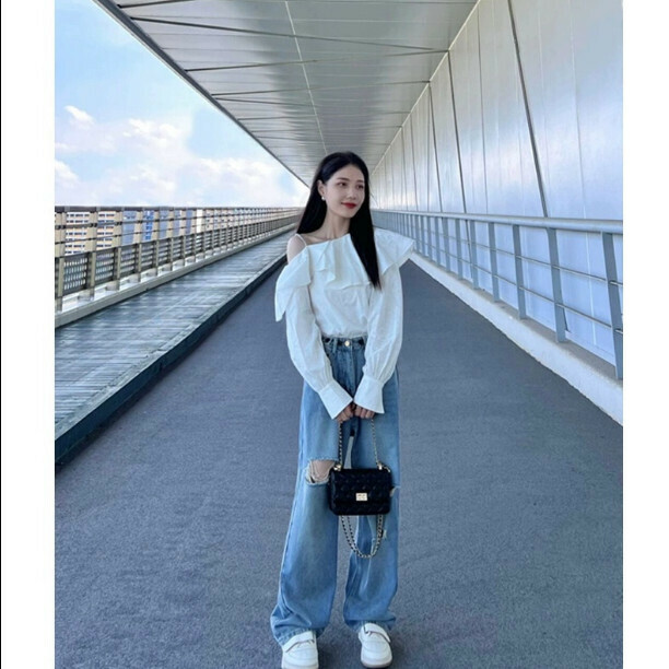 Hot selling off-shoulder shirt [white shirt] sizes [S-XL] [please contact customer service to confirm the delivery size after placing the order]