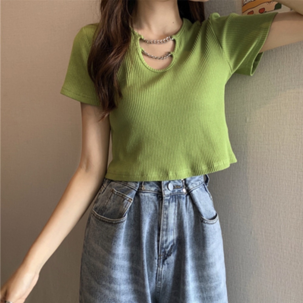 Summer Short Sleeve T-Shirt Top (Green, M-4XL Size) [Please contact customer service to confirm the shipping size after placing an order]