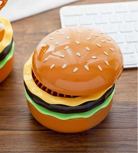 #預購 BJY STORE 漢堡造型夏日風扇 可折疊 三段風速 鏡子二合一