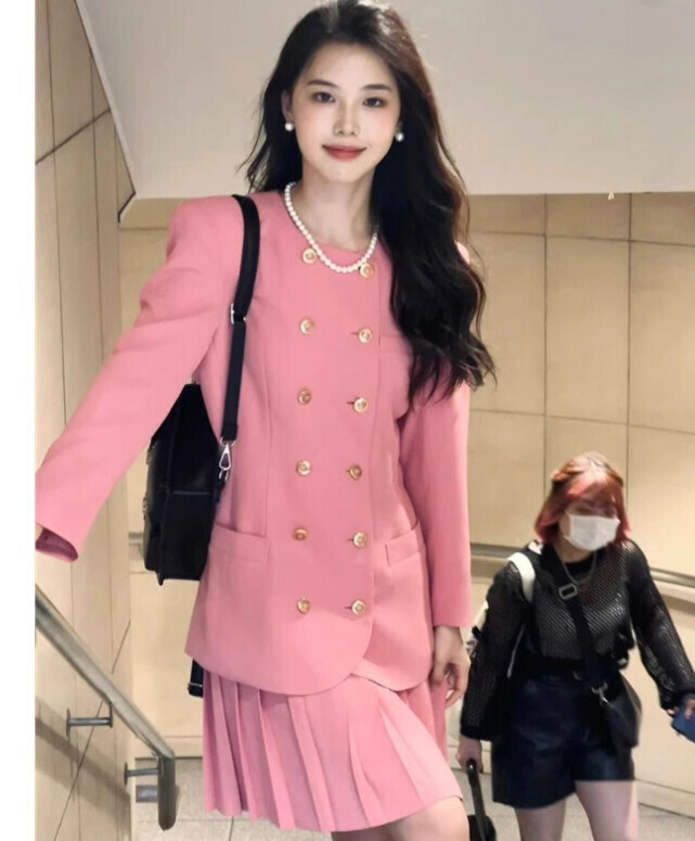 Hot selling small fragrant style suit set [pink suit] size [S size - XL size] [please contact customer service to confirm the delivery size after placing the order]