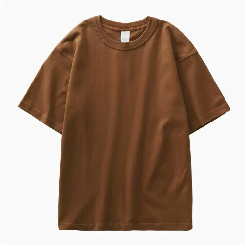 Loose Crew Neck Short Sleeve T-Shirt (S-XXXL Brown) (Contact customer service to confirm shipping size after placing an order)