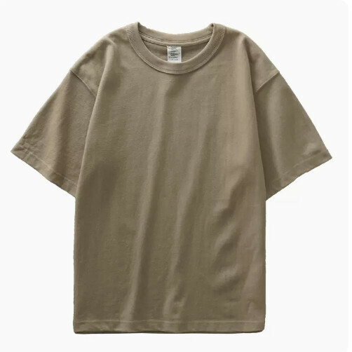 Loose Crew Neck Short Sleeve T-Shirt (S-XXXL Khaki) (Contact customer service to confirm shipping size after placing an order)