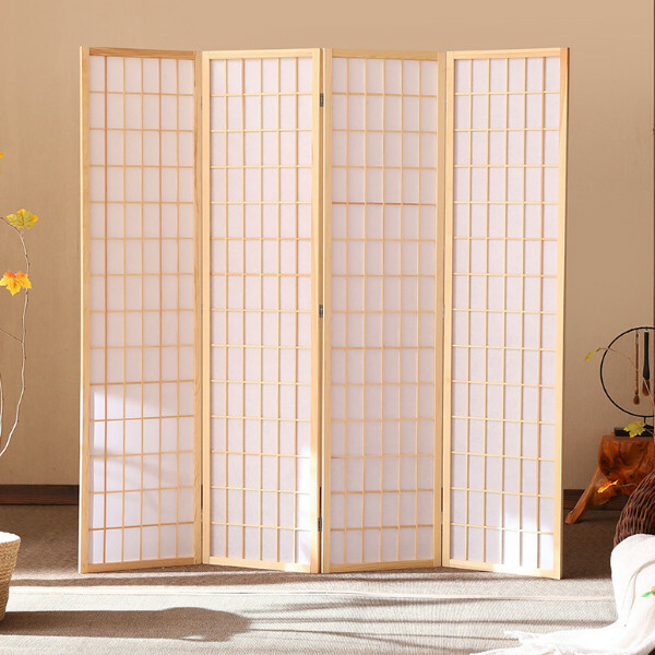 Popular wood furniture (4 pieces in total) Office screen, entrance partition, living room screen [raw wood color without picture] 4 pieces in total, 180x43cmx4 pieces