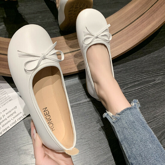 熱賣圓頭淺口單鞋【米色】【35-40碼】（下單後請聯絡客服確認發貨尺碼）