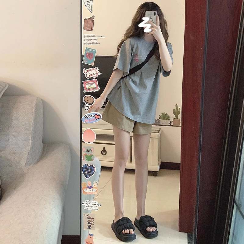 熱賣高腰寬鬆闊腿短褲（卡其色 S碼-XXL碼）（下單後請聯絡客服確認發貨尺碼）