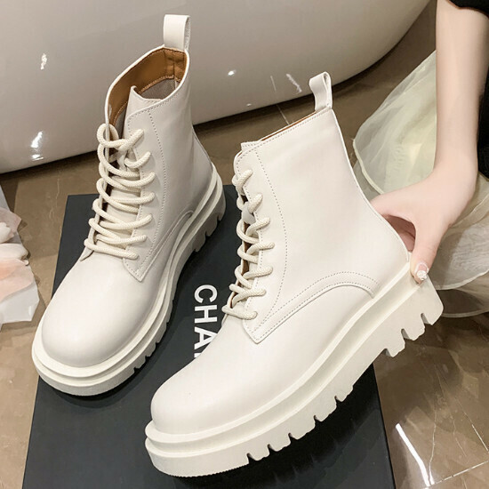 熱賣粗跟中筒短靴【白色】【36-40碼】（下單後請聯絡客服確認發貨尺碼）