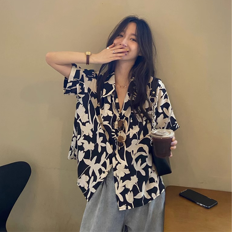 Hot selling tulle floral shirt (picture color S size-XL size) (please contact customer service to confirm the delivery size after placing the order)
