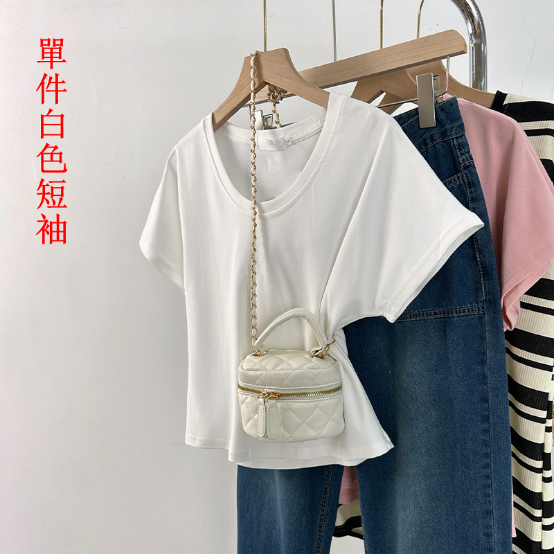 Hot selling retro right shoulder short sleeves (white size S-XL) (please contact customer service to confirm the delivery size after placing the order)