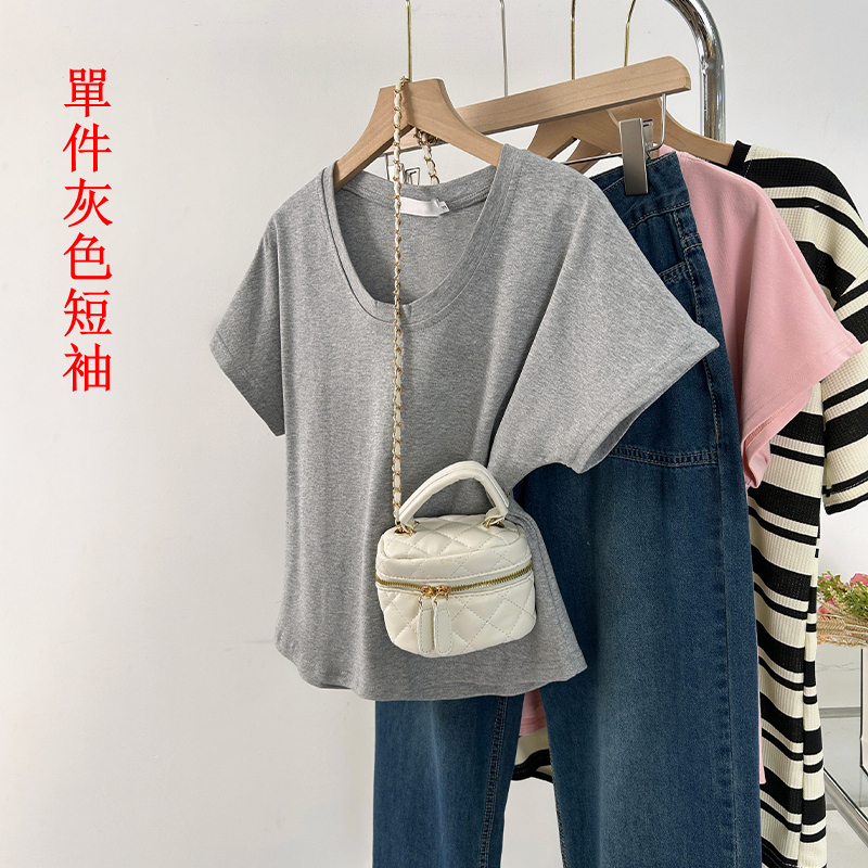 Hot selling retro right shoulder short sleeves (gray S-XL) (please contact customer service to confirm the delivery size after placing the order)