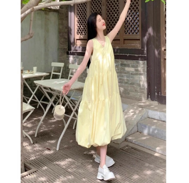 Hot Selling Sleeveless Dress [Yellow] Sizes [S-XL] [Please contact customer service to confirm the delivery size after placing the order]