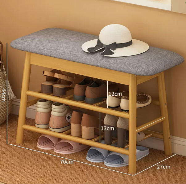 Hot selling bamboo solid wood furniture, shoe rack, shoe changing stool, bench [70x27x44cm]