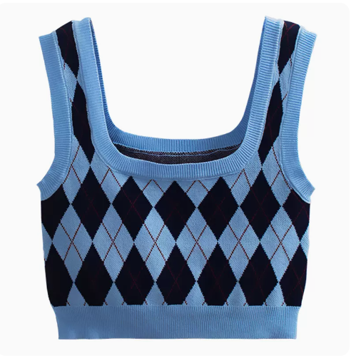 Wear a small camisole (blue rhombide) (one size)